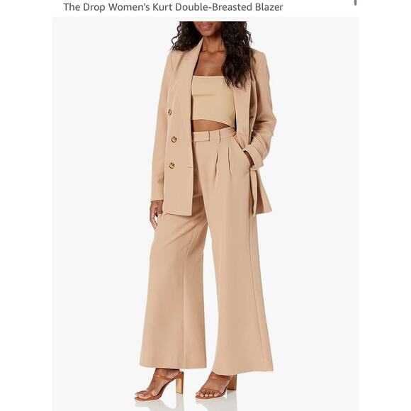 The Drop Women’s Kurt Double-Breasted Blazer | Tan | Size Large NWT - Picture 3 of 11